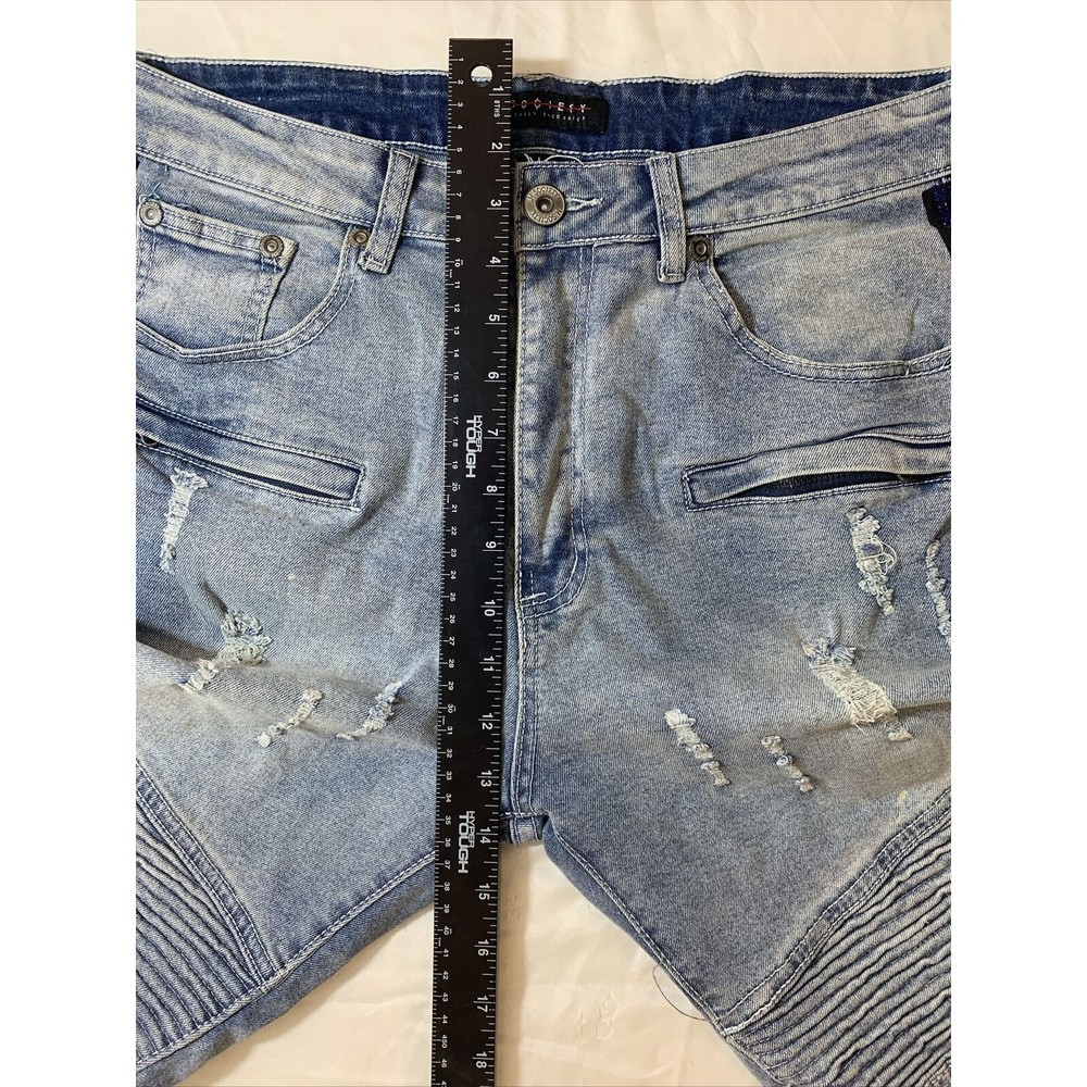 M.Society Politically Incorrect Denim Jean Shorts Size 34 7 Pockets Distressed - Picture 11 of 12
